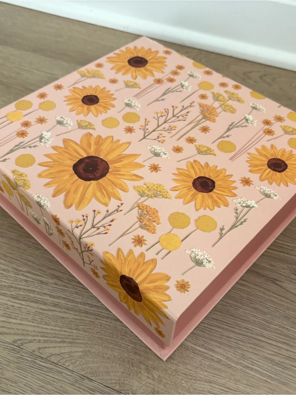 Pink Floral Sunflower Keepsake Storage Box